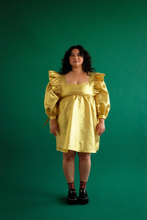 atomo dress in azteca gold