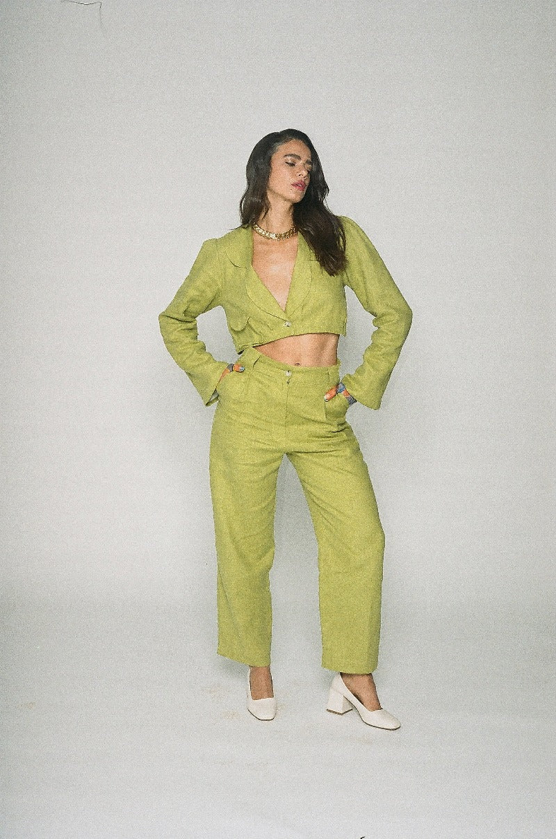 Flo Pant in Matcha Linen- Size 4 SAMPLE