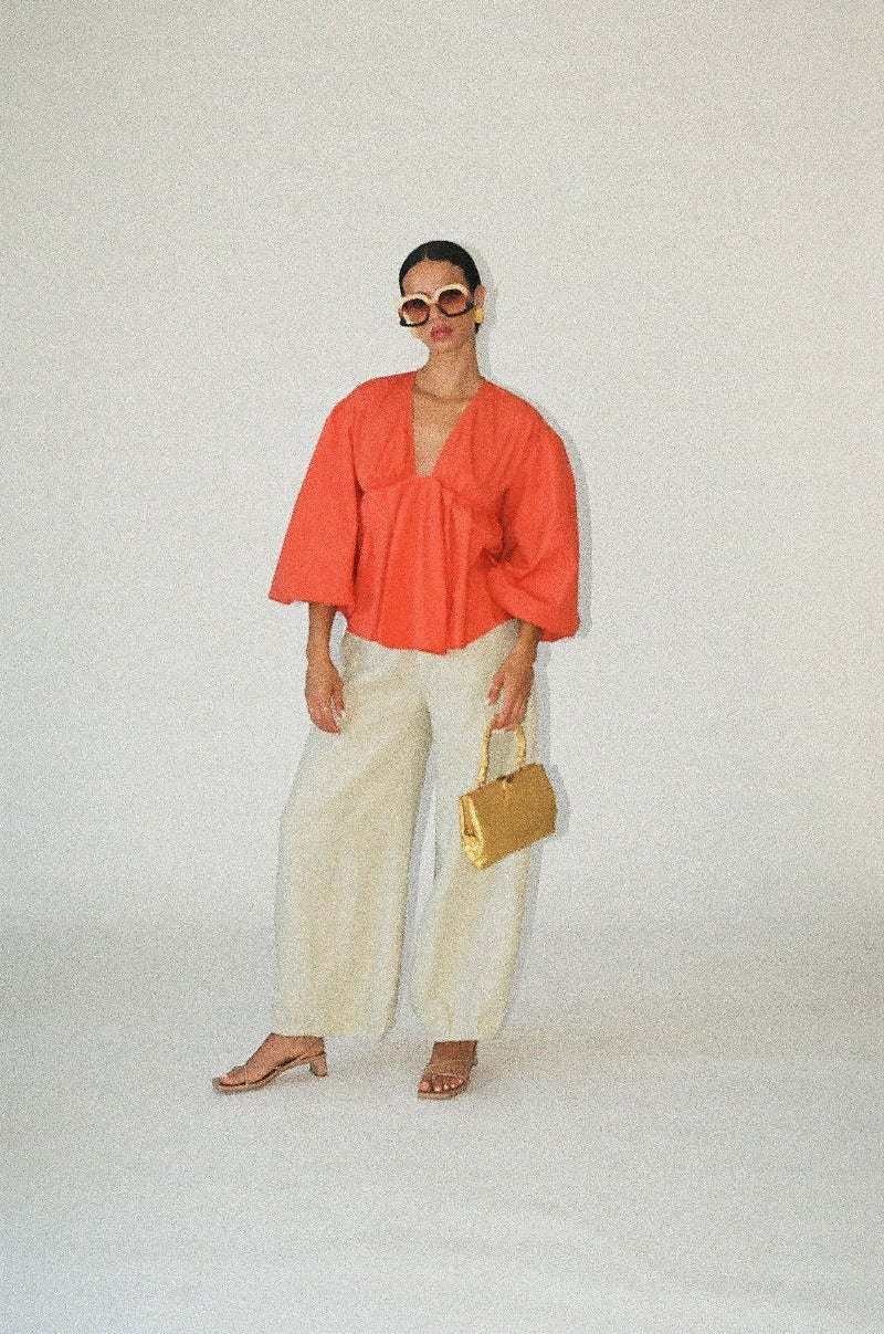 Rita Pant in Cream Linen- Size 2 SAMPLE