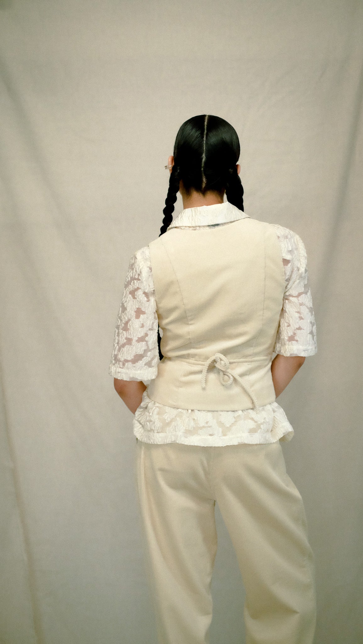 Anya Vest in Cream Corduroy- Size Small SAMPLE