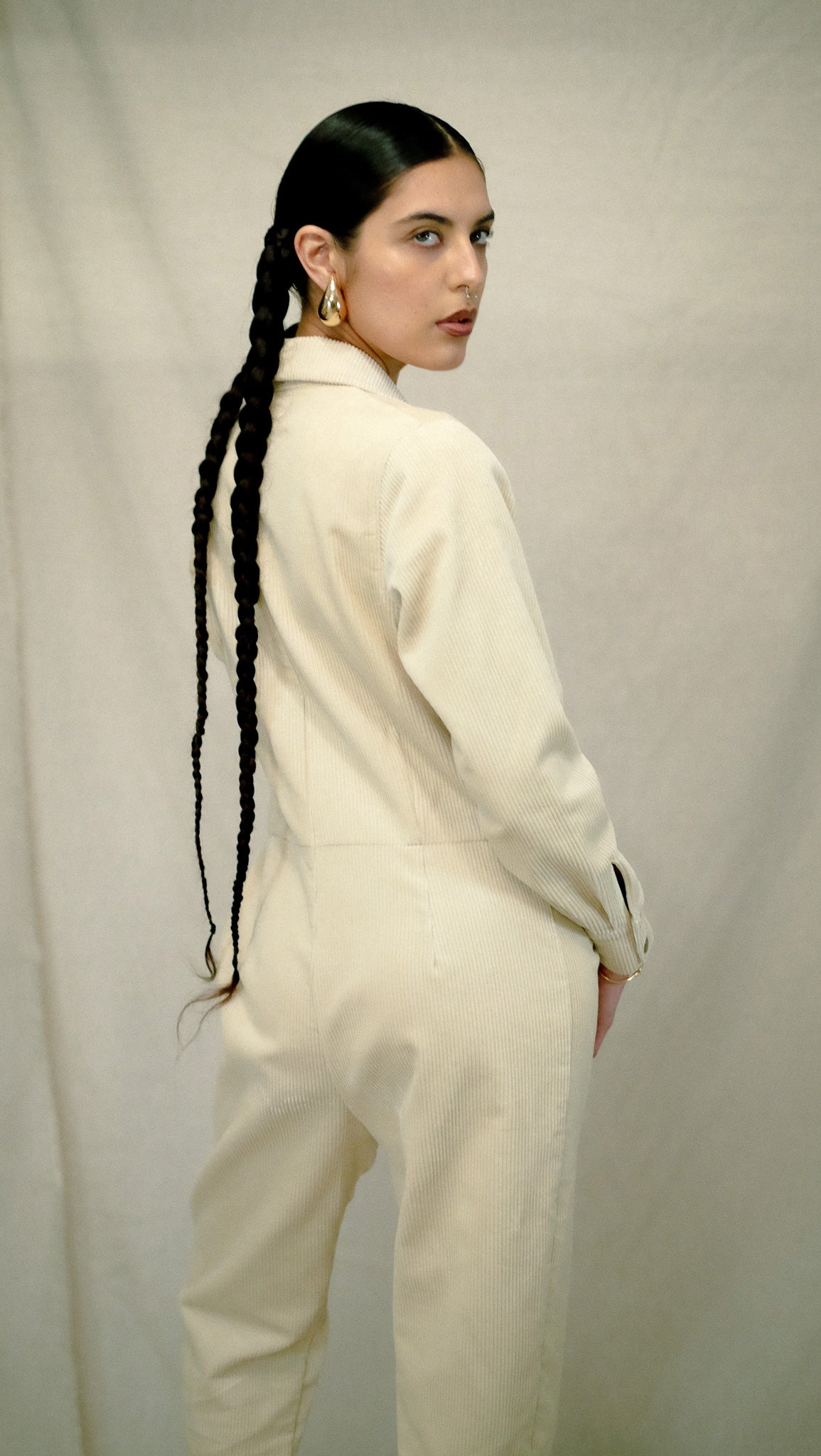 Rafa Jumpsuit in Cream Corduroy- Size Small SAMPLE
