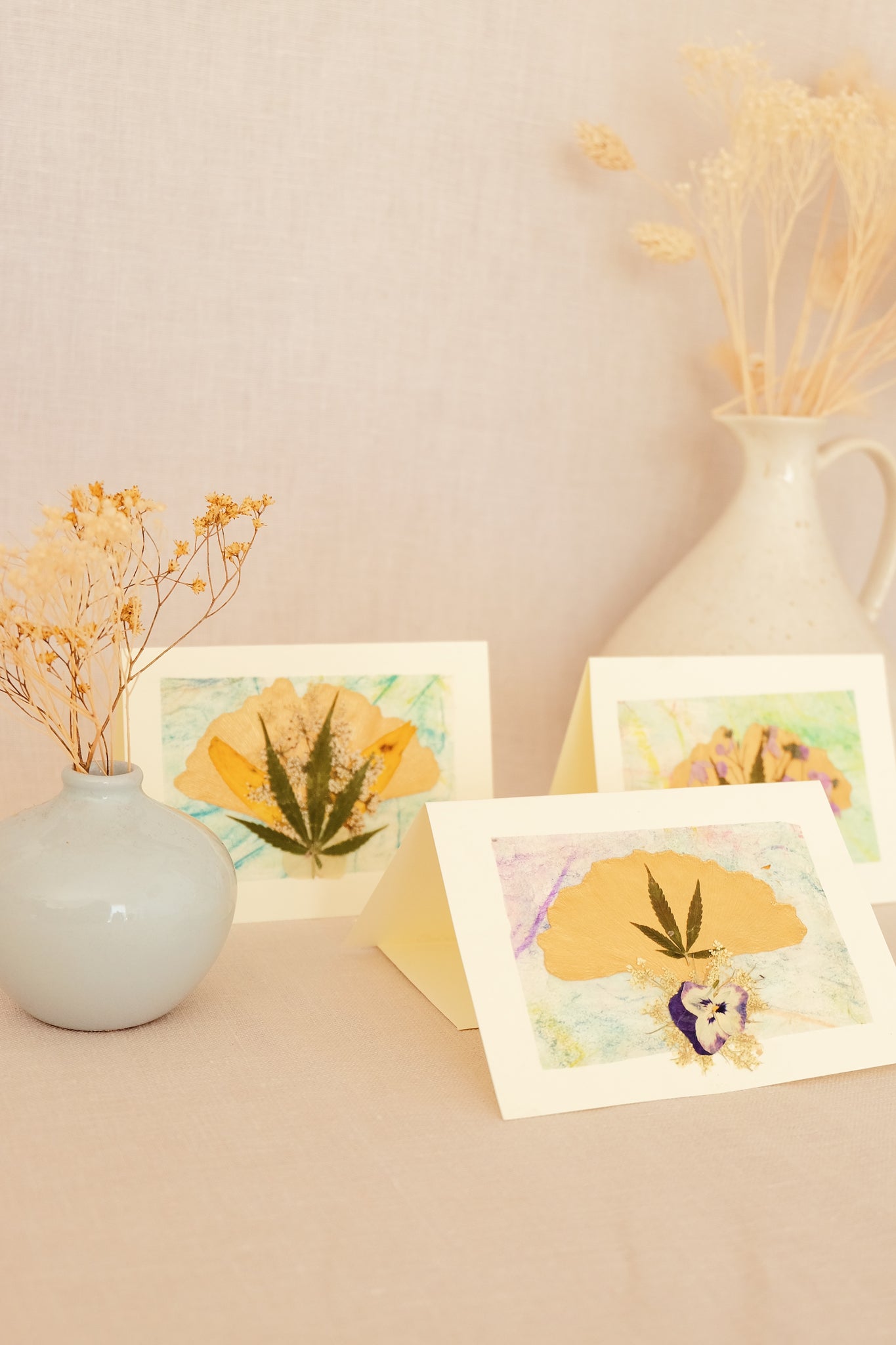 pressed hemp and flower cards