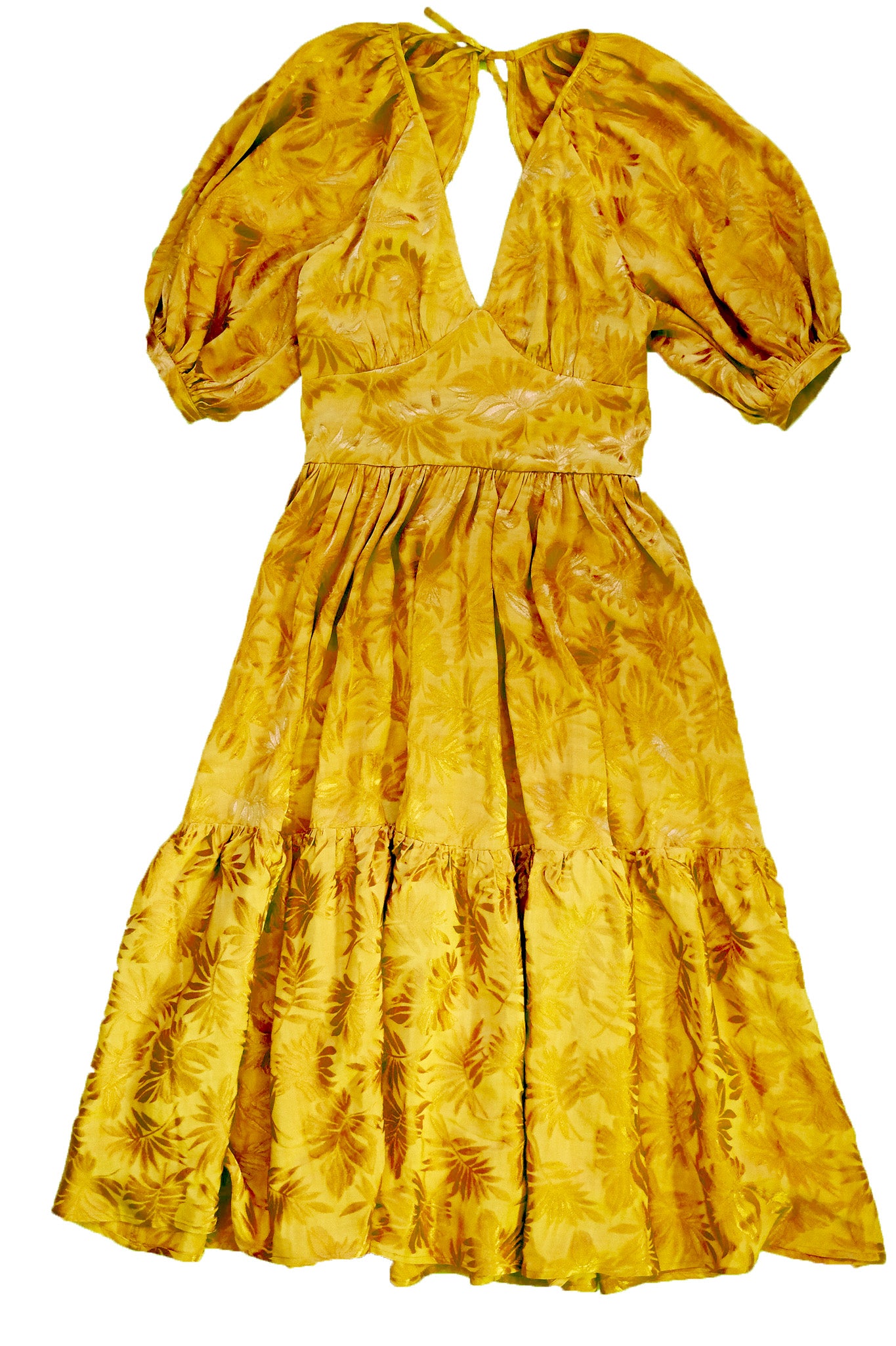 caterina dress in embossed mustard