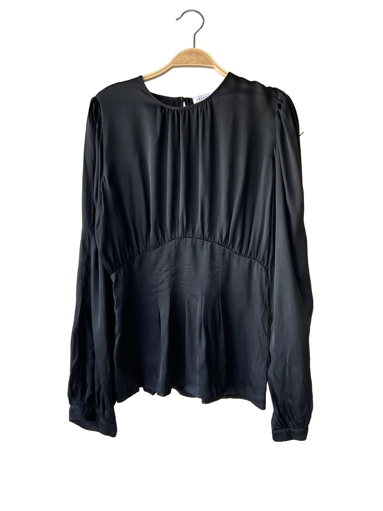 centra blouse in black rayon (size small)