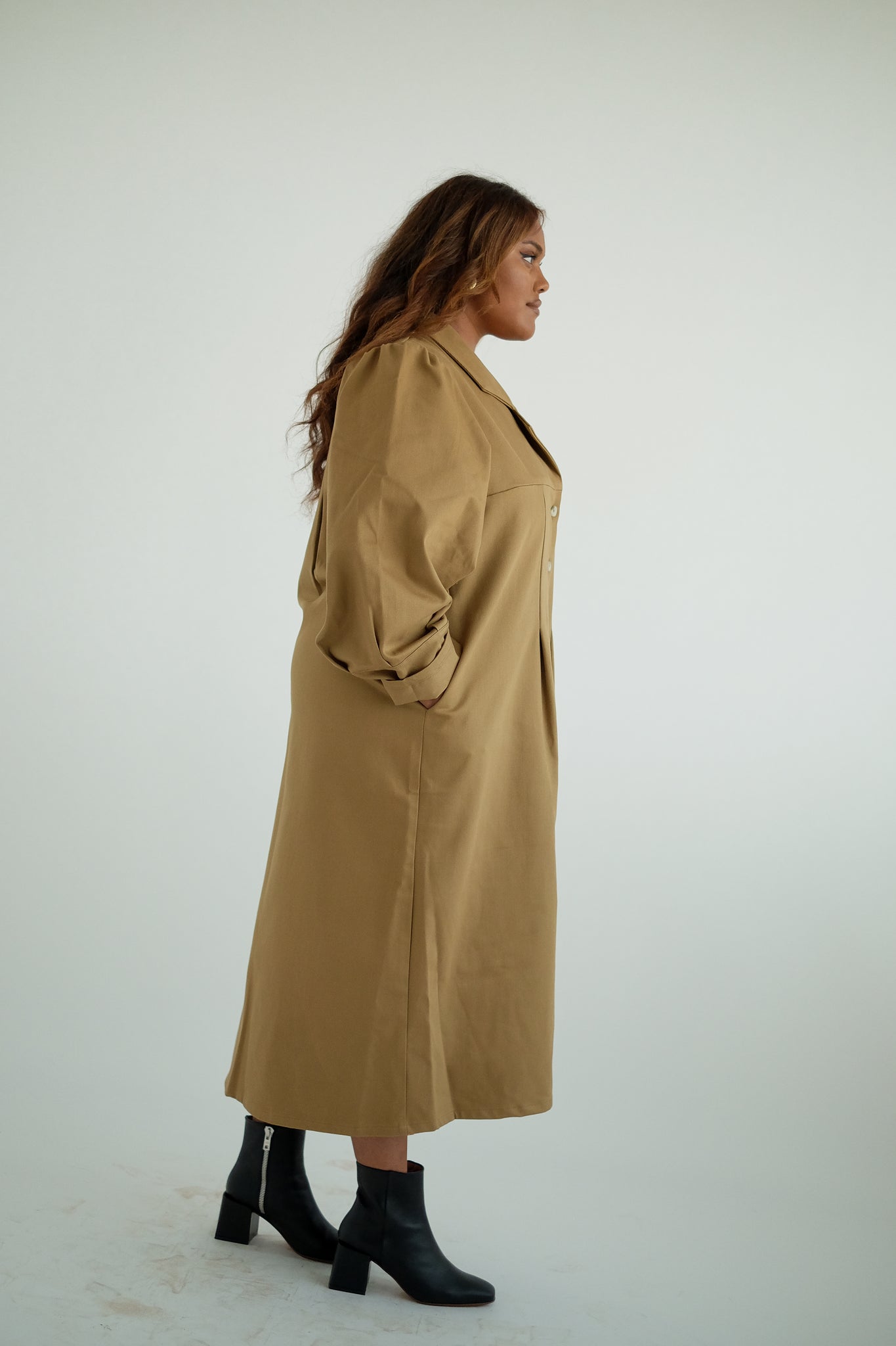 lorena jacket dress in camel twill