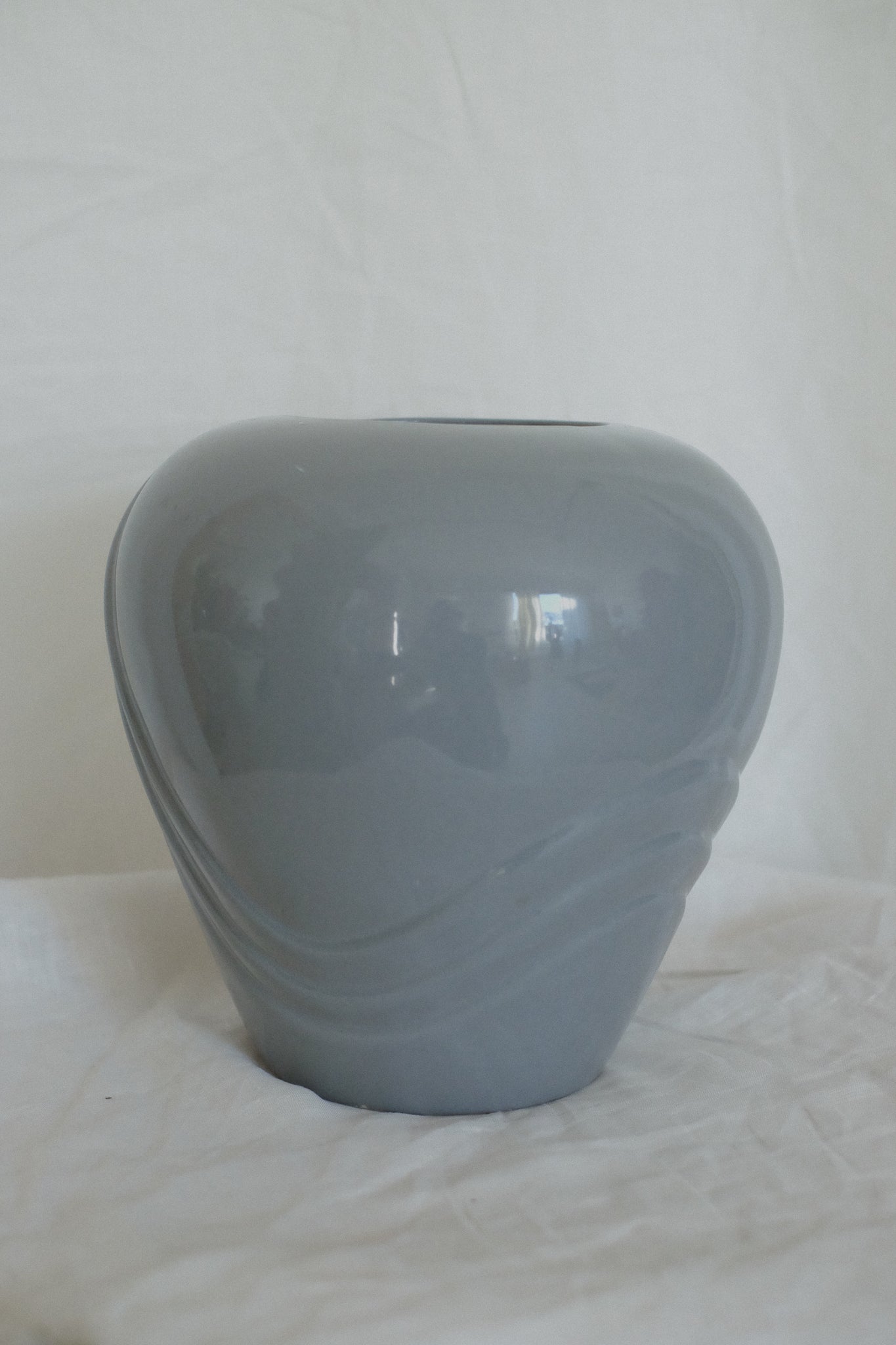 large dolphin blue art deco vase