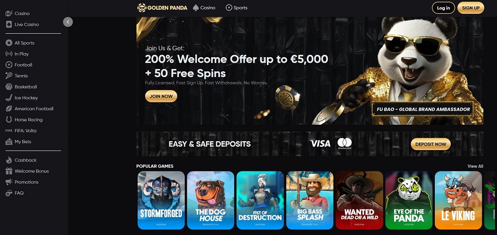 Golden Panda Casino – top-rated online casino offering huge welcome bonuses and live dealer games.